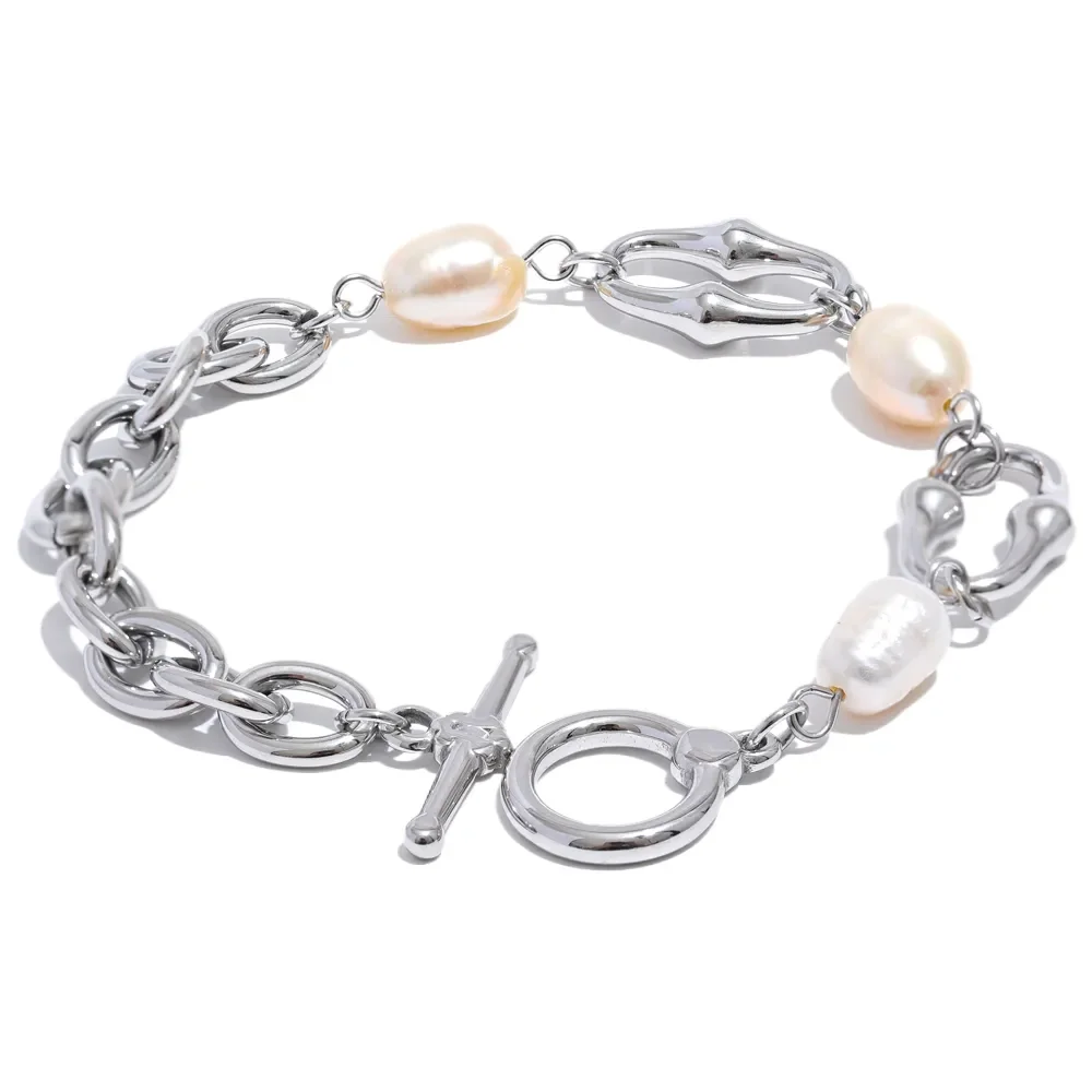 Collier chaîne perles d'eau douce naturelles acier doré — Bijoux Coeur Linéa — vue 4