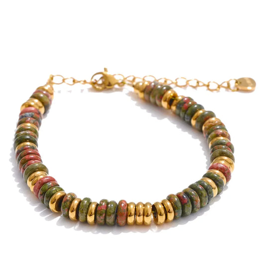 Bracelet perles pierres naturelles colorées fait main bohème — Bijoux Coeur Linéa — vue 2