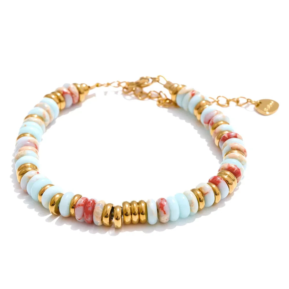 Bracelet perles pierres naturelles colorées fait main bohème — Bijoux Coeur Linéa — vue 10