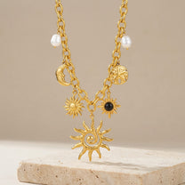 Collier Charms Soleil et Lune