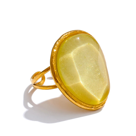 Bague résine colorée candy style Y2K acier doré — Bijoux Coeur Linéa — vue 2