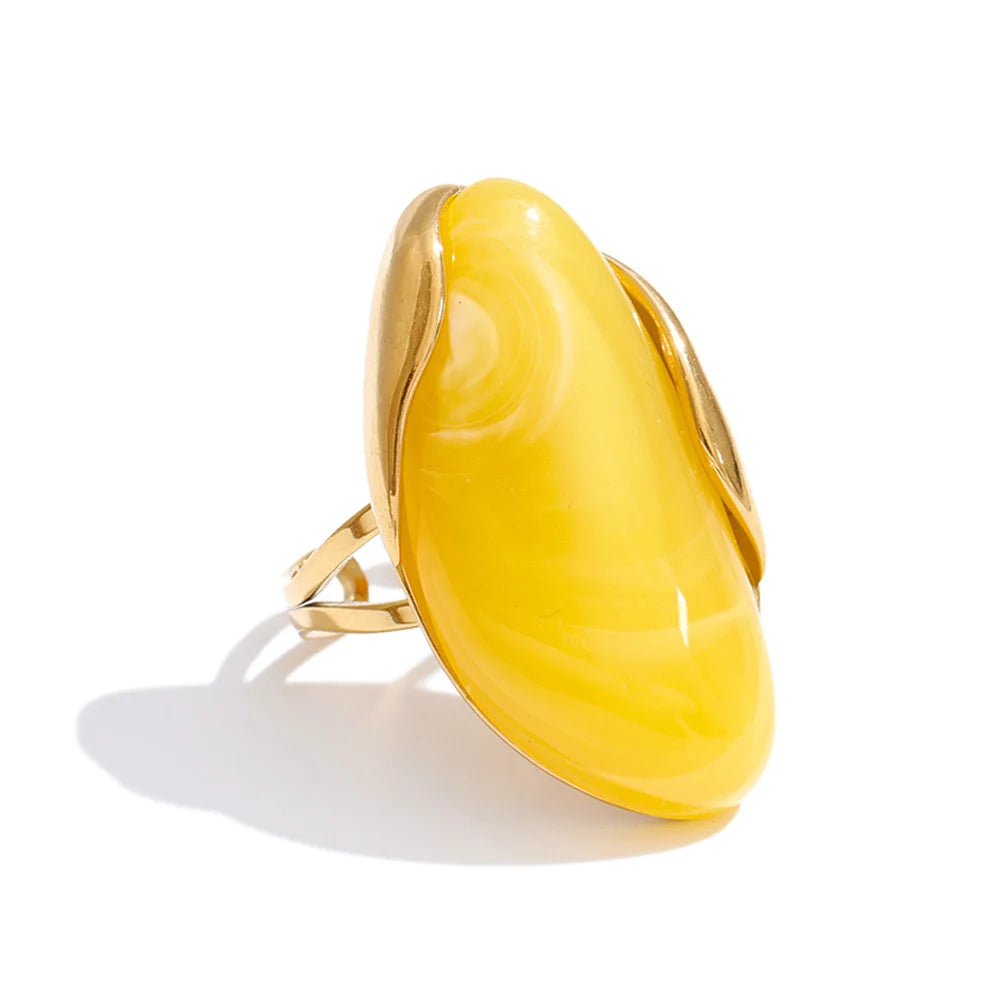Bague résine colorée candy style Y2K acier doré — Bijoux Coeur Linéa — vue 3