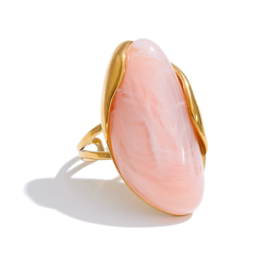 Bague résine colorée candy style Y2K acier doré — Bijoux Coeur Linéa — vue 10