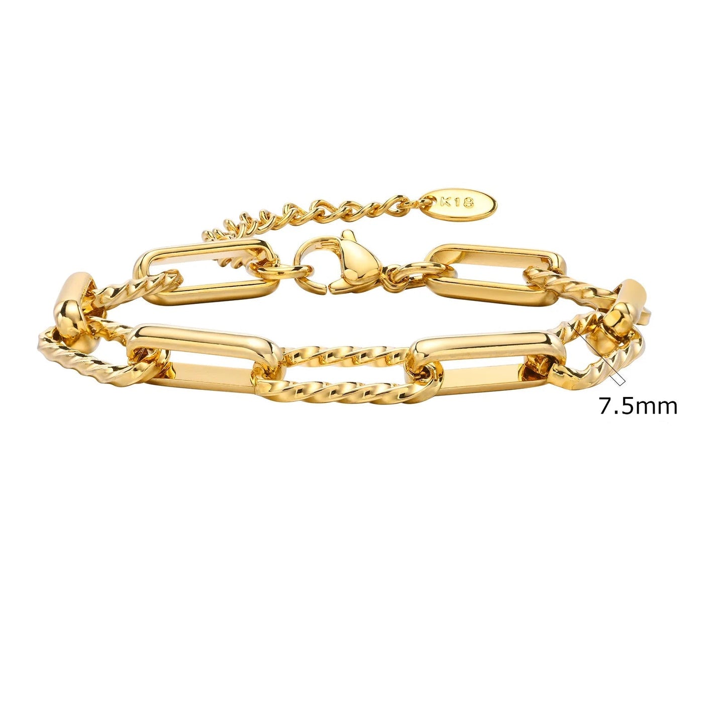 Bracelet chaîne chunky bold acier inoxydable doré waterproof — Bijoux Coeur Linéa — vue 4