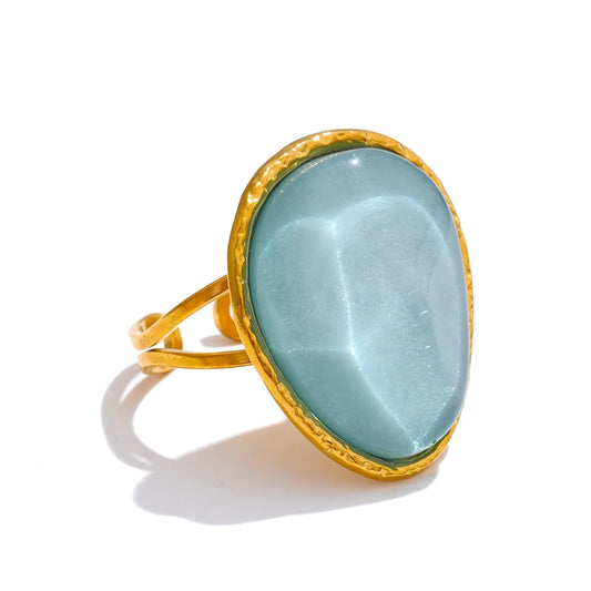 Bague résine colorée candy style Y2K acier doré — Bijoux Coeur Linéa