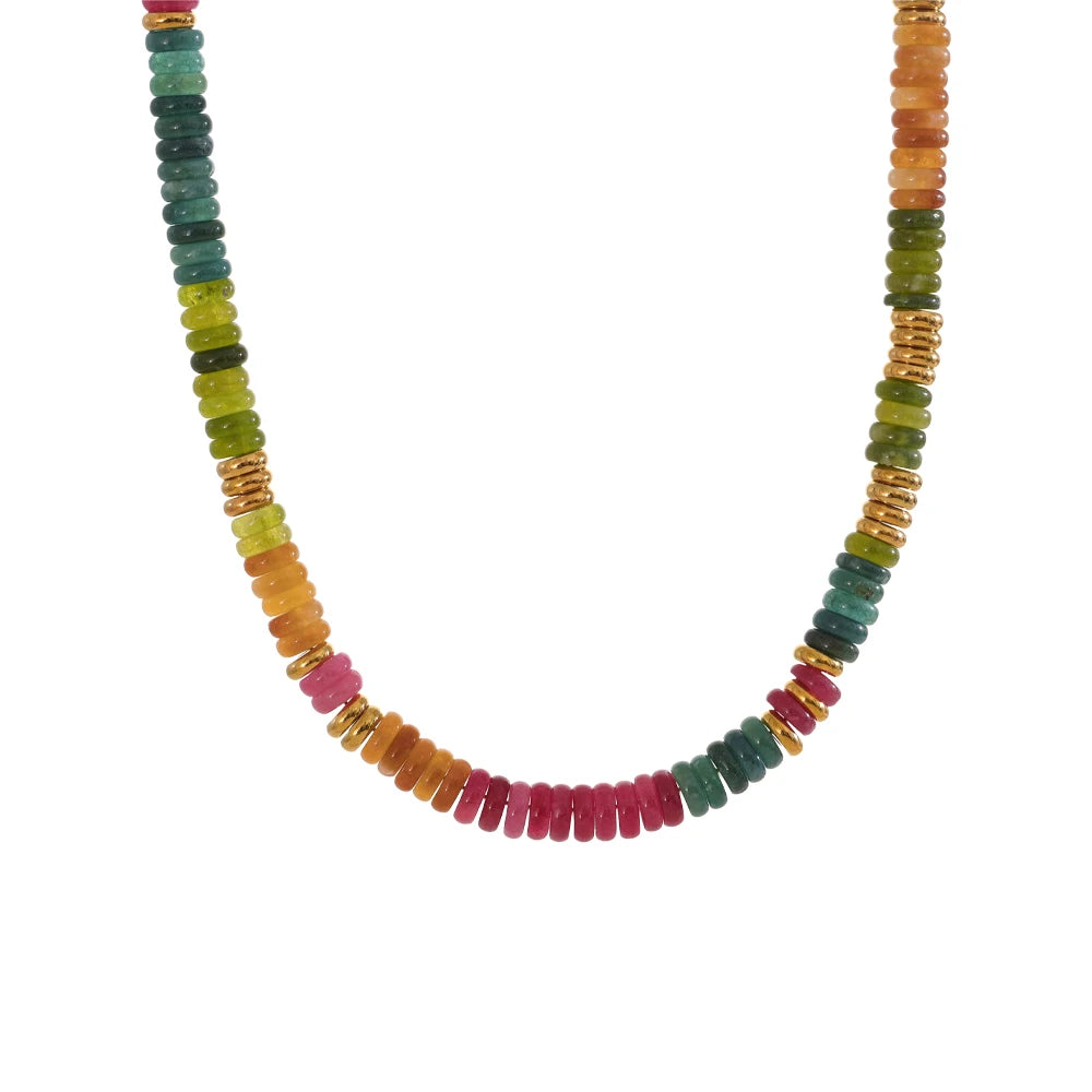 Collier pierres naturelles bohème fait main waterproof — Bijoux Coeur Linéa — vue 3