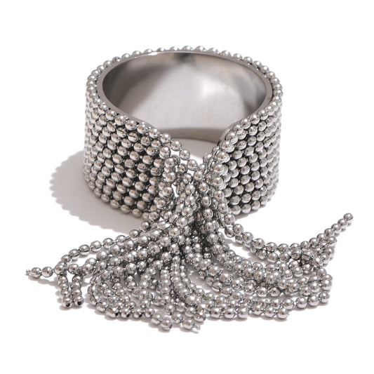 Bague chaîne pampilles dorées statement acier inoxydable — Bijoux Coeur Linéa — vue 2