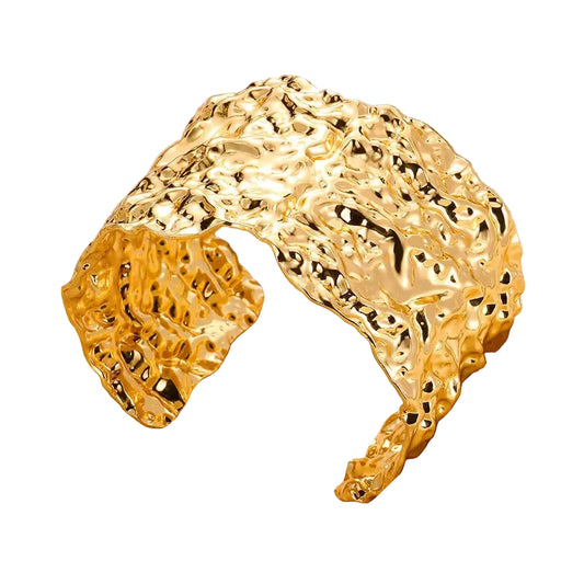 Bracelet jonc bossé classique acier inoxydable doré — Bijoux Coeur Linéa