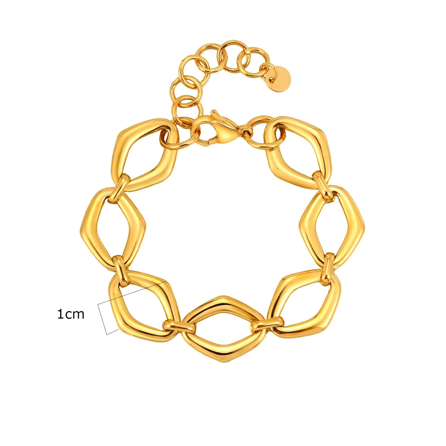 Bracelet chaîne chunky bold acier inoxydable doré waterproof — Bijoux Coeur Linéa — vue 6