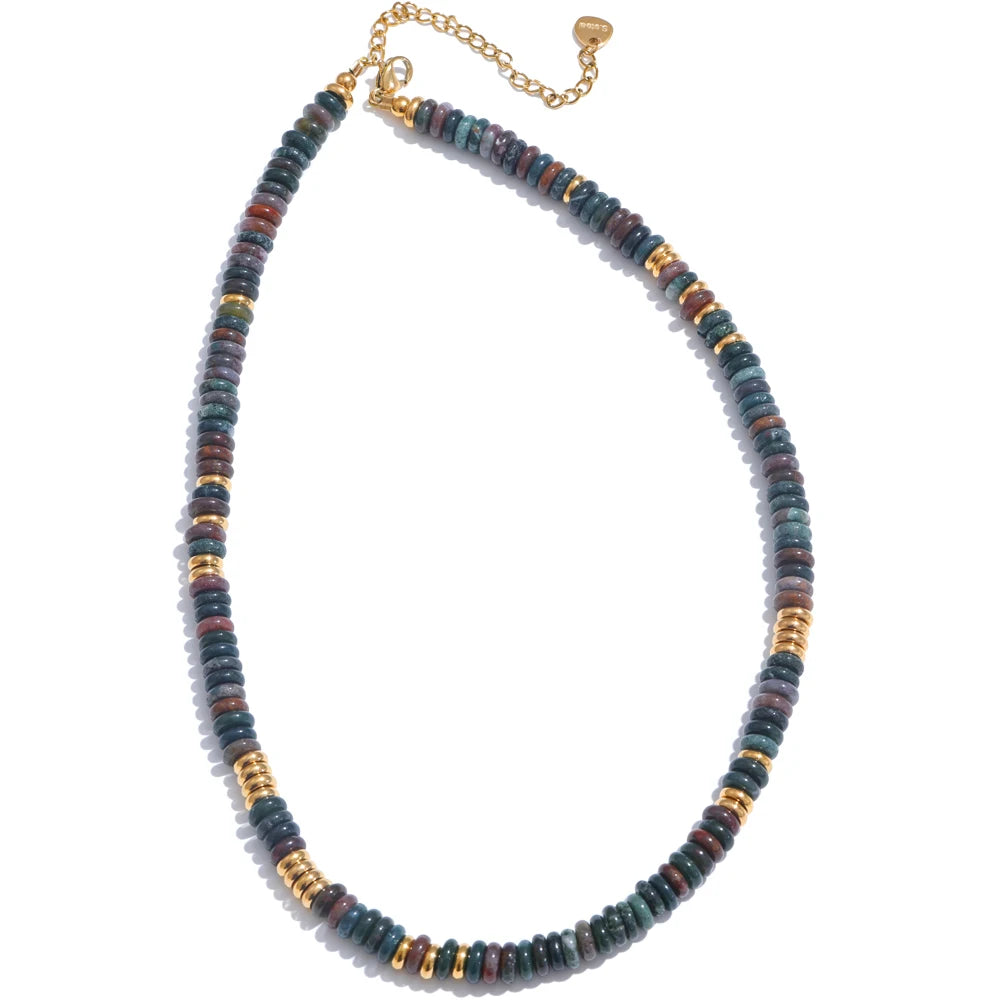 Collier pierres naturelles bohème fait main waterproof — Bijoux Coeur Linéa — vue 4