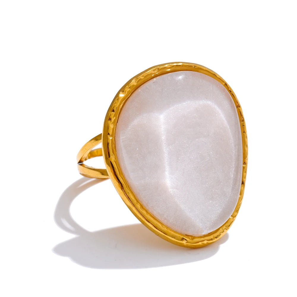 Bague résine colorée candy style Y2K acier doré — Bijoux Coeur Linéa — vue 4