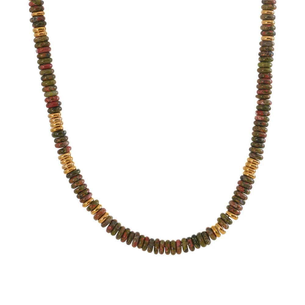 Collier pierres naturelles bohème fait main waterproof — Bijoux Coeur Linéa — vue 10