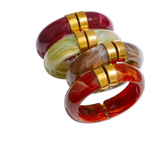 Bracelet jonc coloré acrylique bohème été acier doré — Bijoux Coeur Linéa
