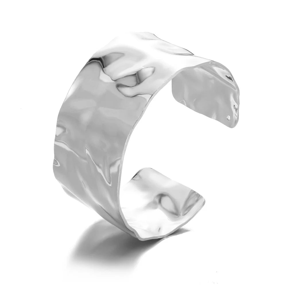 Bracelet jonc bossé classique acier inoxydable doré — Bijoux Coeur Linéa — vue 5
