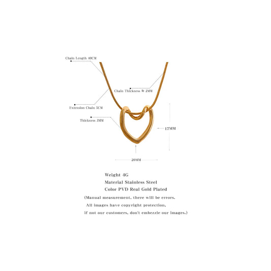 Collier cœur évidé minimaliste acier doré cadeau femme — Bijoux Coeur Linéa — vue 2