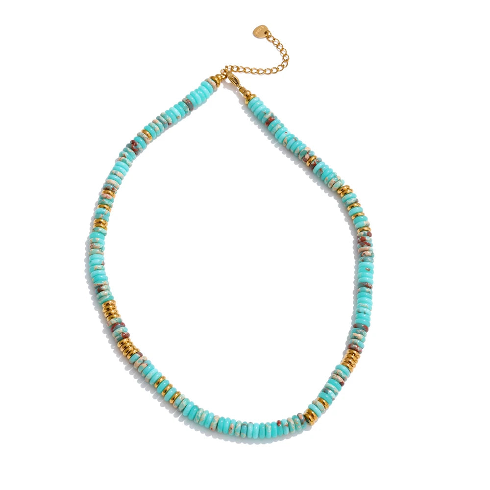 Collier pierres naturelles bohème fait main waterproof — Bijoux Coeur Linéa — vue 12