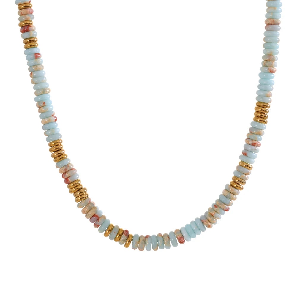 Collier pierres naturelles bohème fait main waterproof — Bijoux Coeur Linéa — vue 11