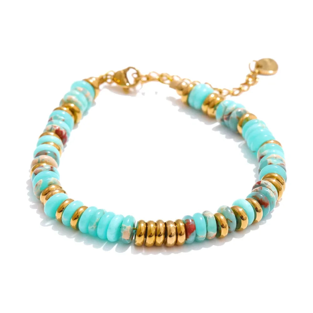 Bracelet perles pierres naturelles colorées fait main bohème — Bijoux Coeur Linéa — vue 8