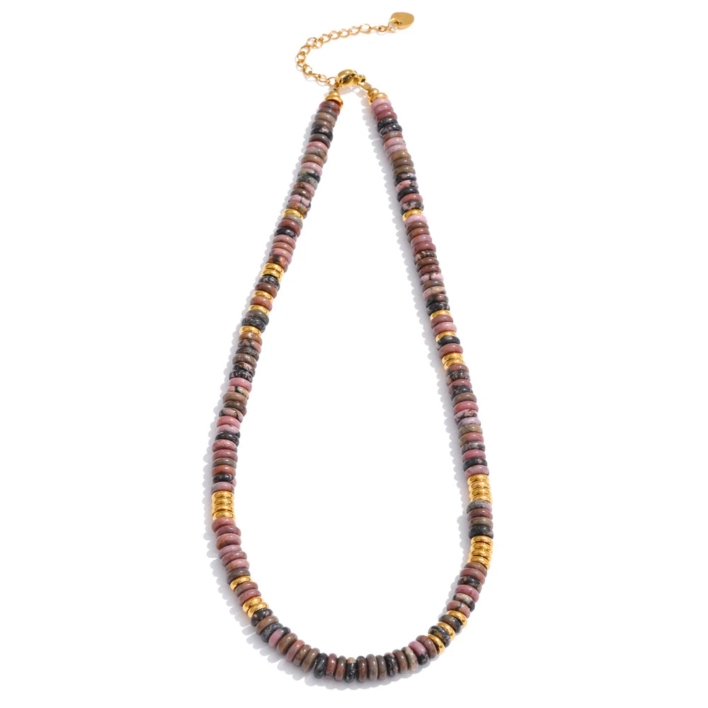 Collier pierres naturelles bohème fait main waterproof — Bijoux Coeur Linéa — vue 8