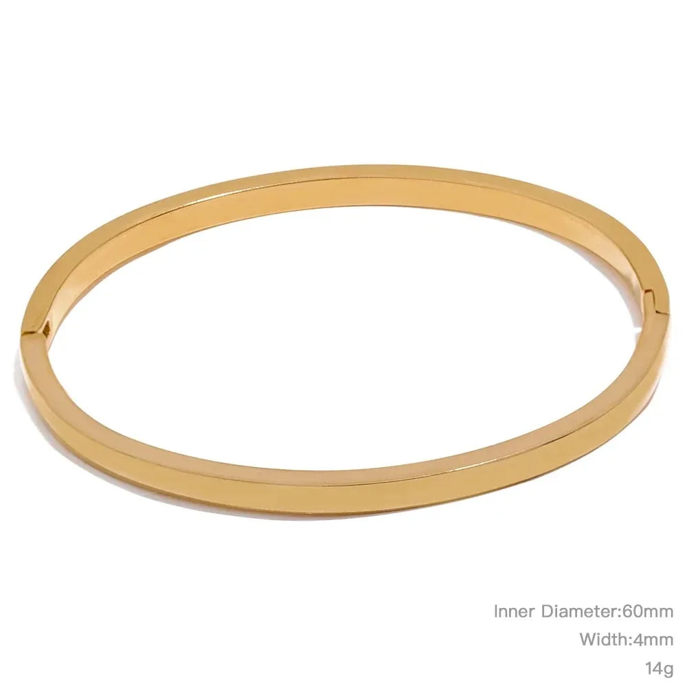 Bracelet jonc daily minimaliste acier doré 18k waterproof — Bijoux Coeur Linéa — vue 4