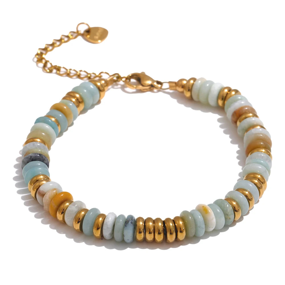 Bracelet perles pierres naturelles colorées fait main bohème — Bijoux Coeur Linéa — vue 4