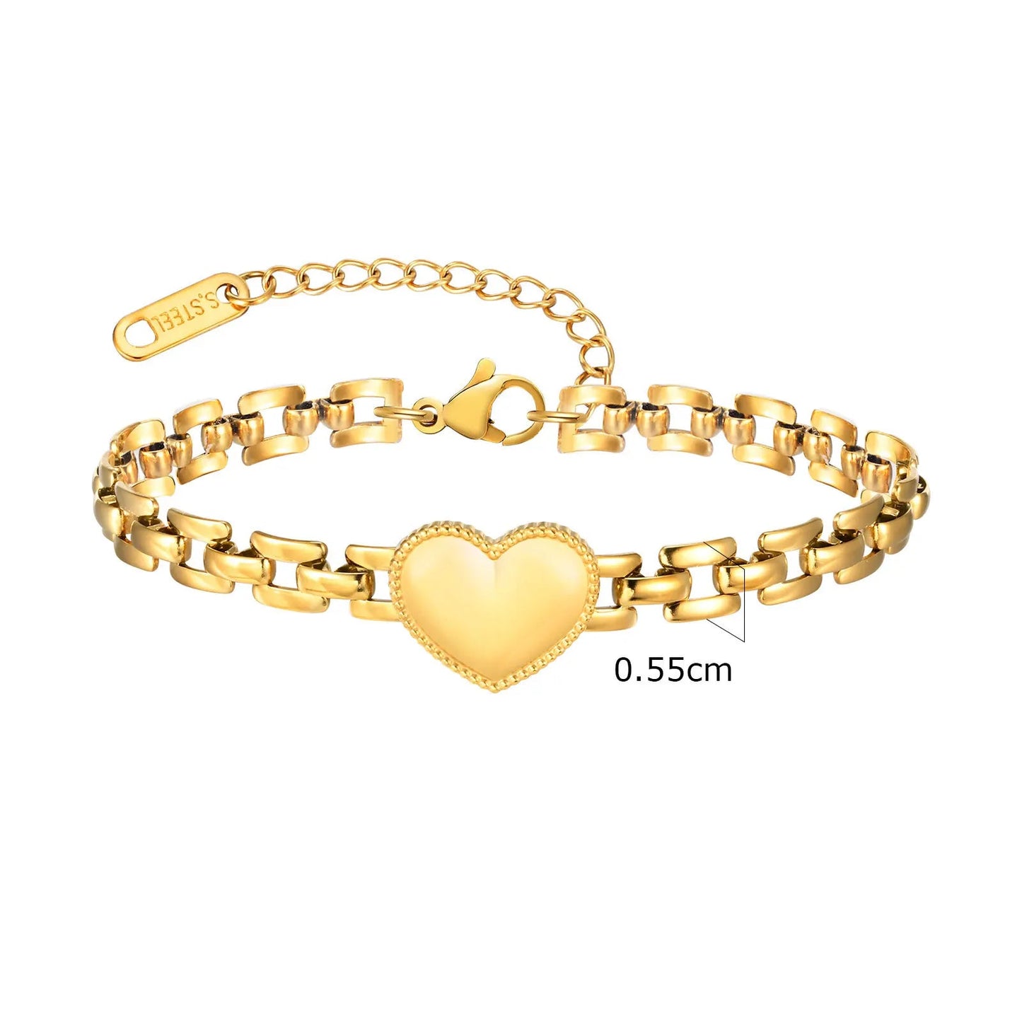 Bracelet chaîne chunky bold acier inoxydable doré waterproof — Bijoux Coeur Linéa — vue 5