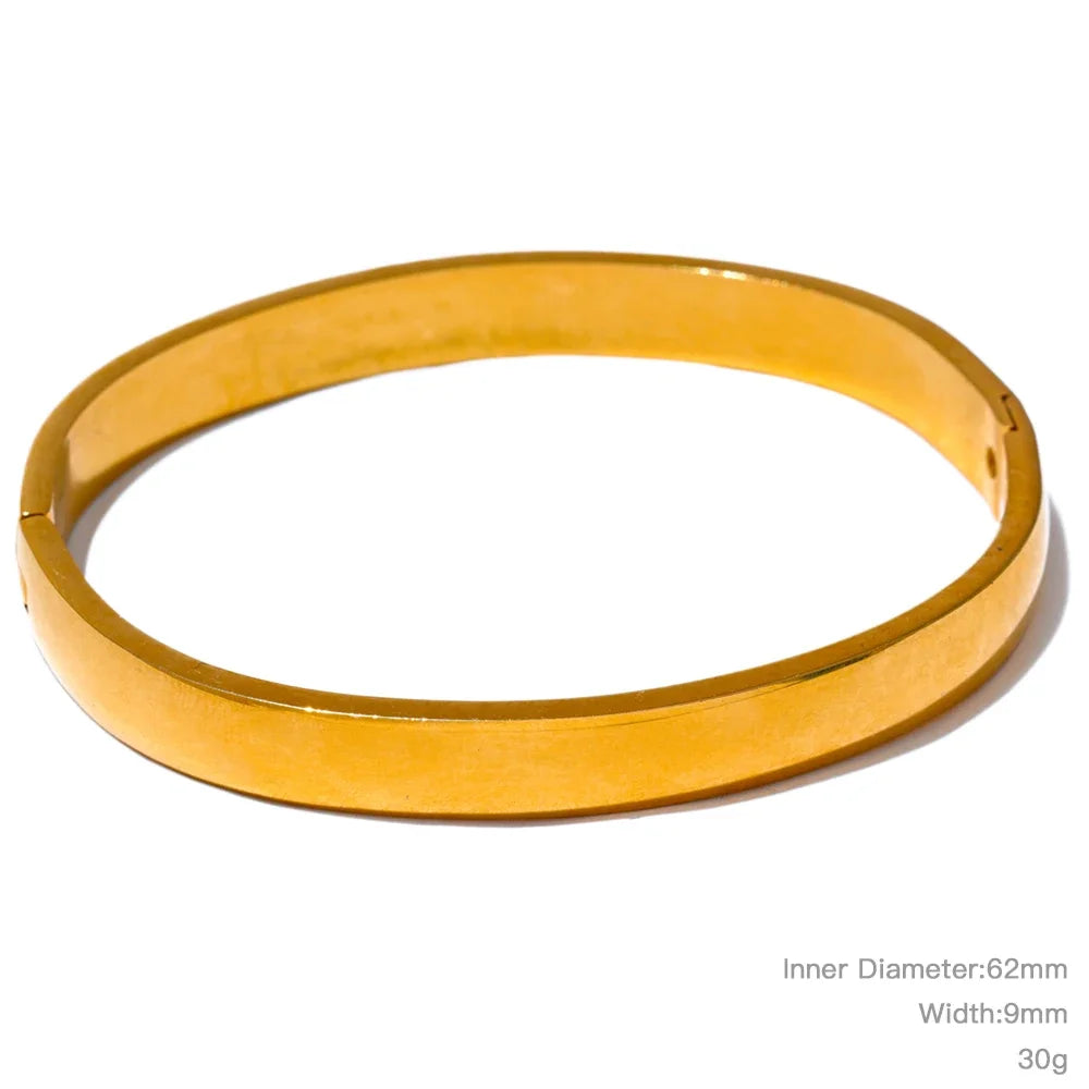 Bracelet jonc daily minimaliste acier doré 18k waterproof — Bijoux Coeur Linéa — vue 6