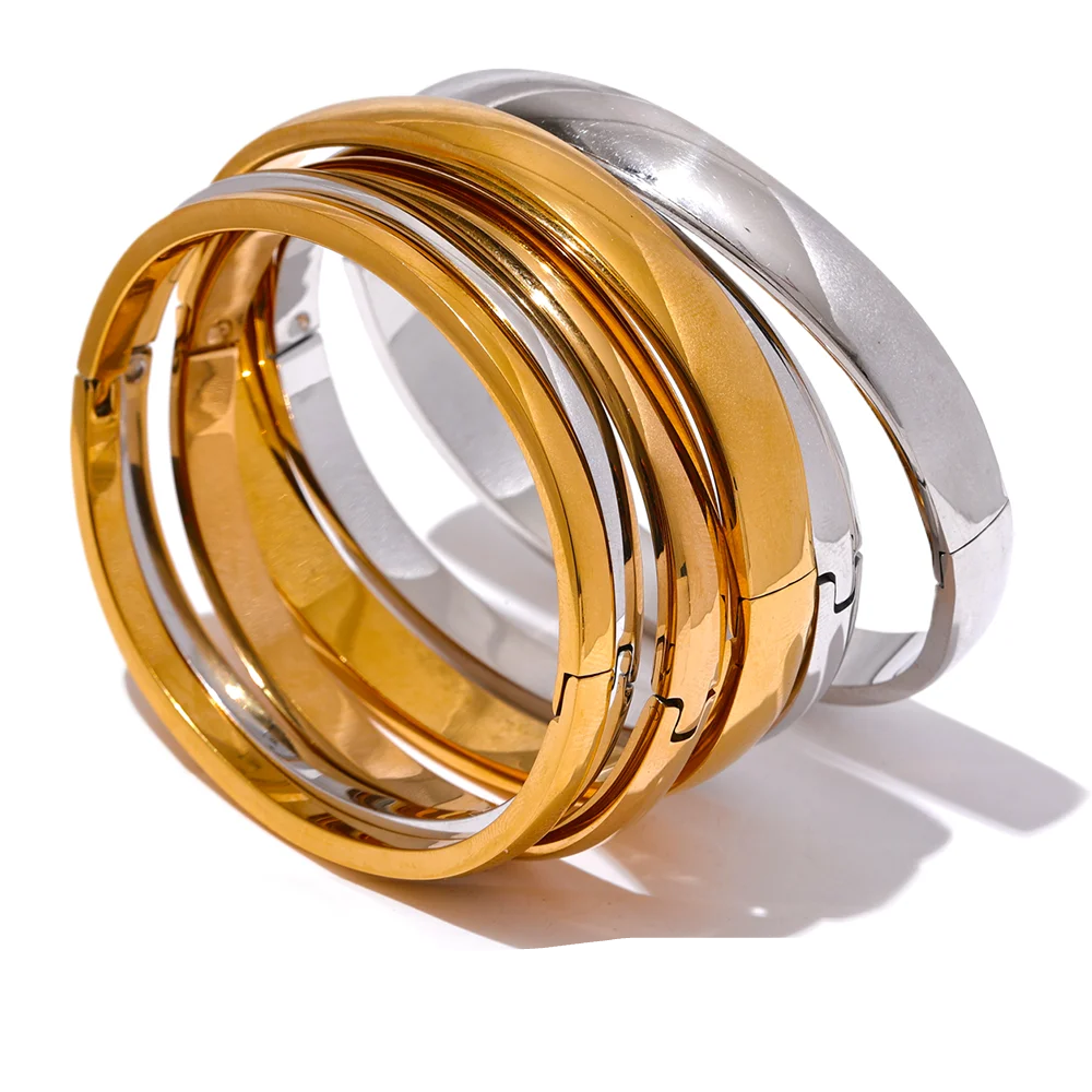 Bracelet jonc daily minimaliste acier doré 18k waterproof — Bijoux Coeur Linéa