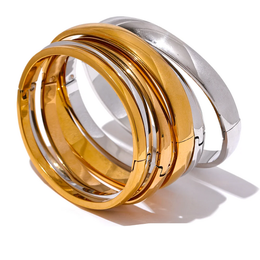 Bracelet jonc daily minimaliste acier doré 18k waterproof — Bijoux Coeur Linéa
