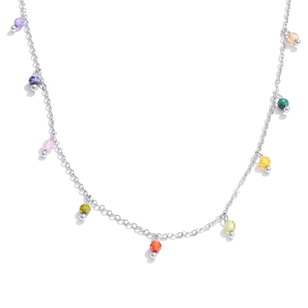 Collier zircons cubiques multicolores bohème style Y2K — Bijoux Coeur Linéa — vue 2