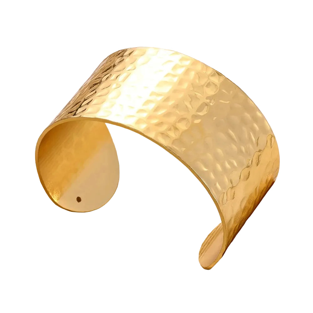 Bracelet jonc bossé classique acier inoxydable doré — Bijoux Coeur Linéa — vue 3