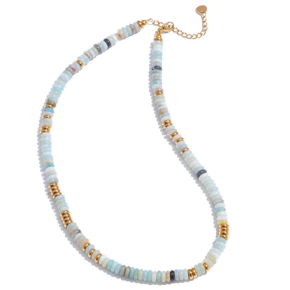 Collier pierres naturelles bohème fait main waterproof — Bijoux Coeur Linéa — vue 6