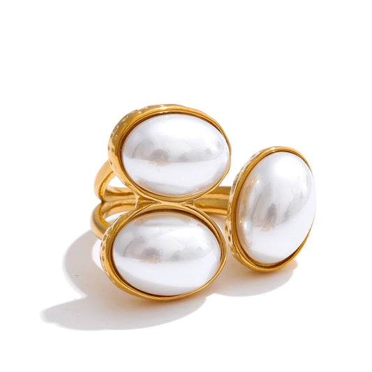 Bague fleur en acier doré avec pierres naturelles aventurine et agate — Bijoux Coeur Linéa