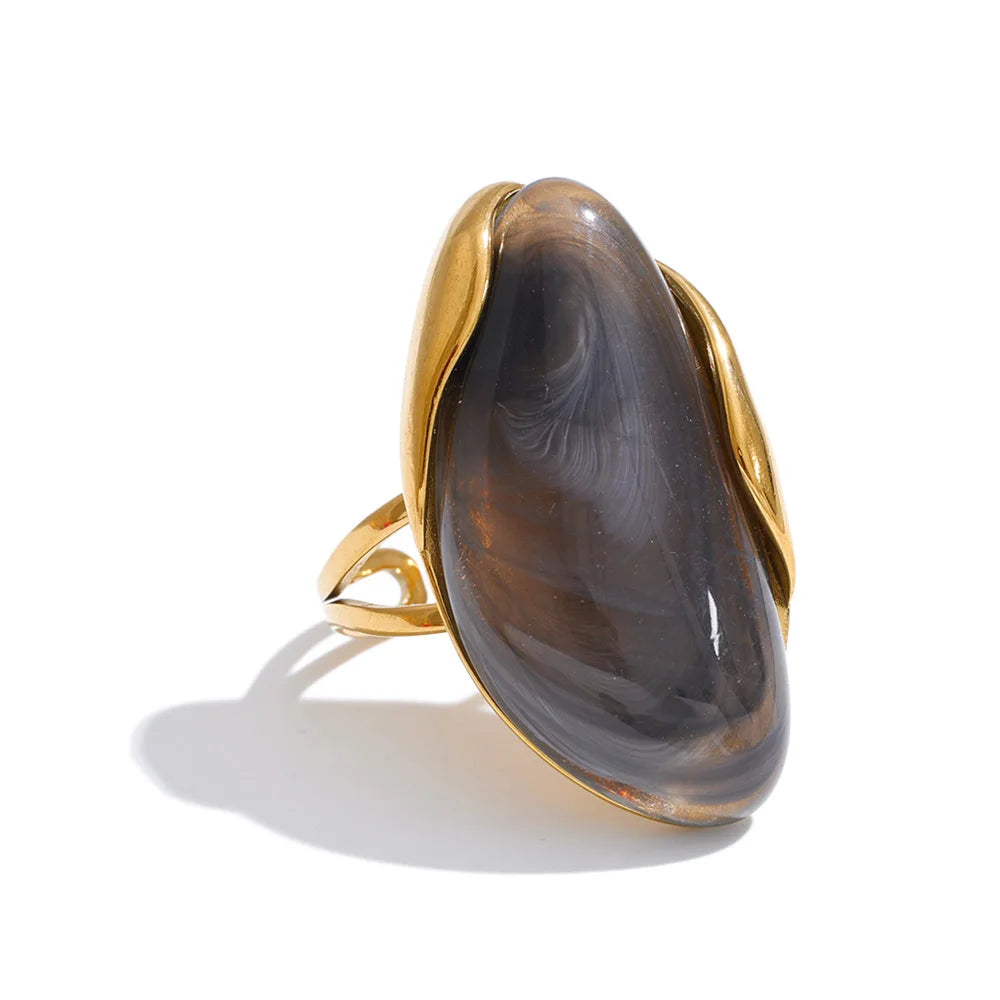 Bague résine colorée candy style Y2K acier doré — Bijoux Coeur Linéa — vue 8