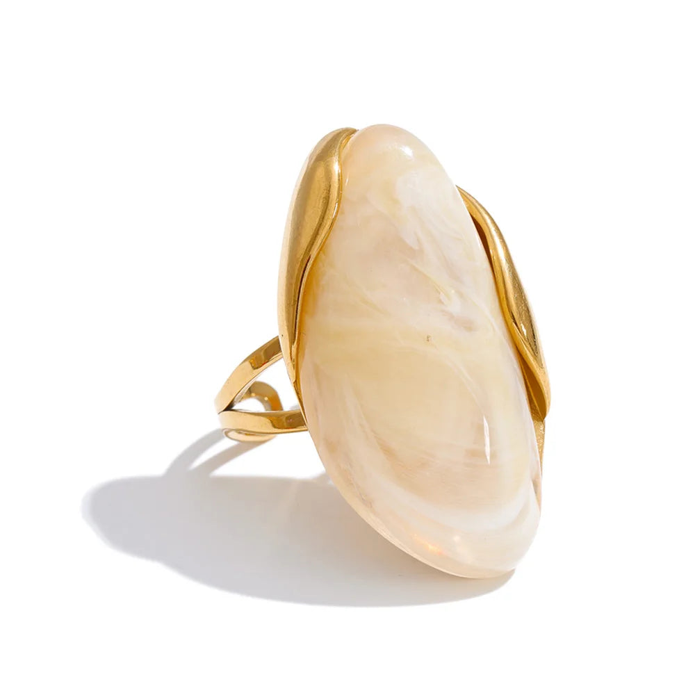 Bague résine colorée candy style Y2K acier doré — Bijoux Coeur Linéa — vue 11