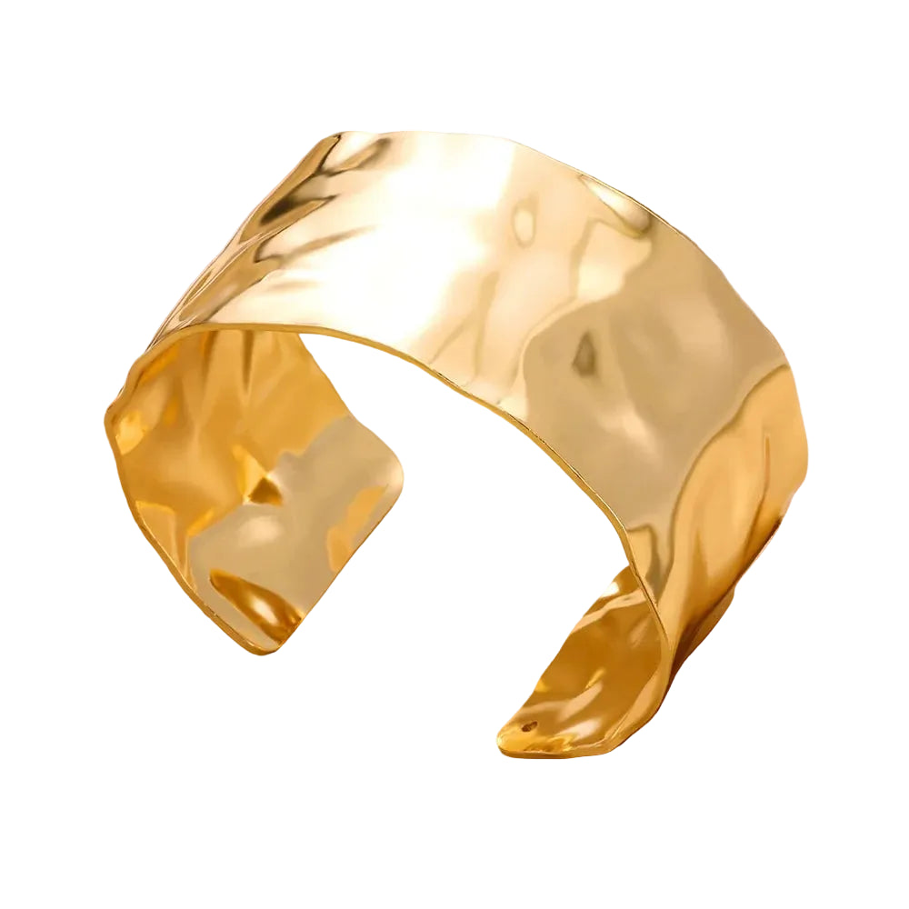 Bracelet jonc bossé classique acier inoxydable doré — Bijoux Coeur Linéa — vue 4