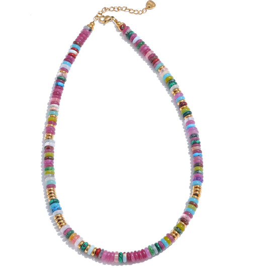 Collier pierres naturelles bohème fait main waterproof — Bijoux Coeur Linéa