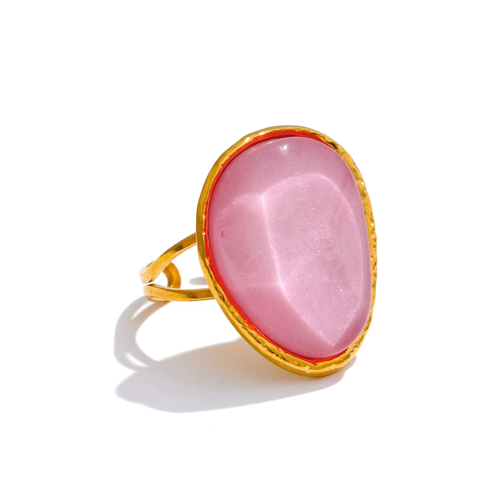 Bague résine colorée candy style Y2K acier doré — Bijoux Coeur Linéa — vue 3