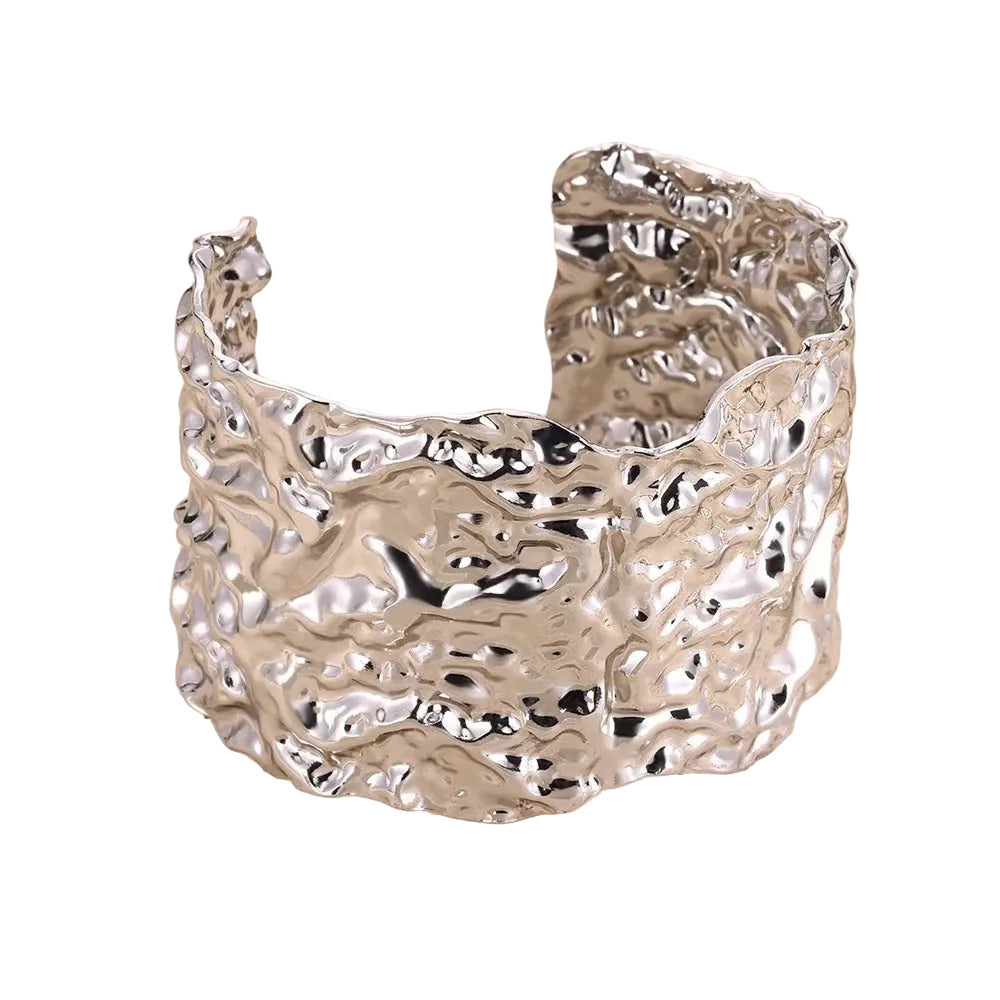 Bracelet jonc bossé classique acier inoxydable doré — Bijoux Coeur Linéa — vue 6