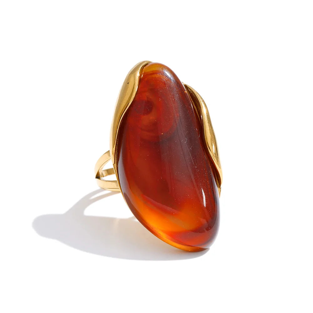 Bague résine colorée candy style Y2K acier doré — Bijoux Coeur Linéa — vue 4