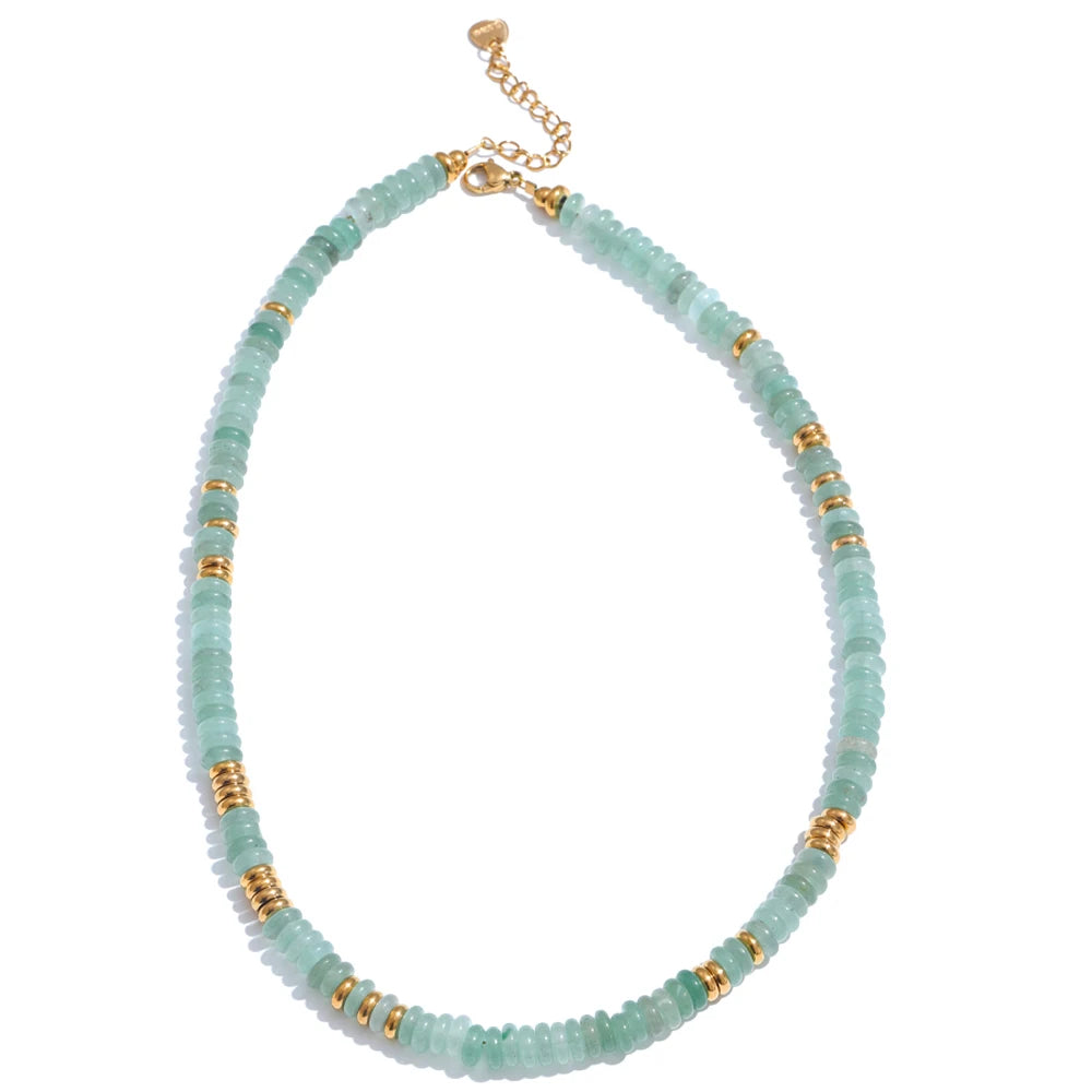 Collier pierres naturelles bohème fait main waterproof — Bijoux Coeur Linéa — vue 5