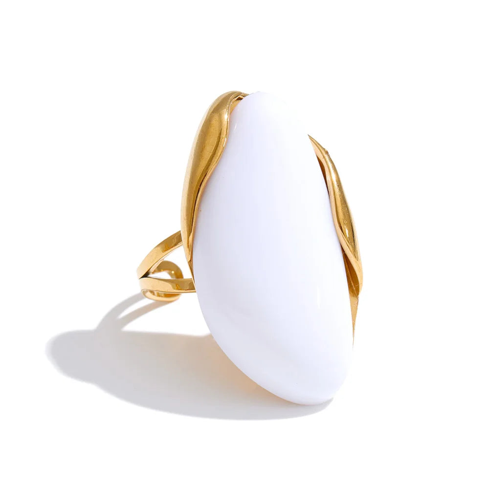 Bague résine colorée candy style Y2K acier doré — Bijoux Coeur Linéa — vue 6