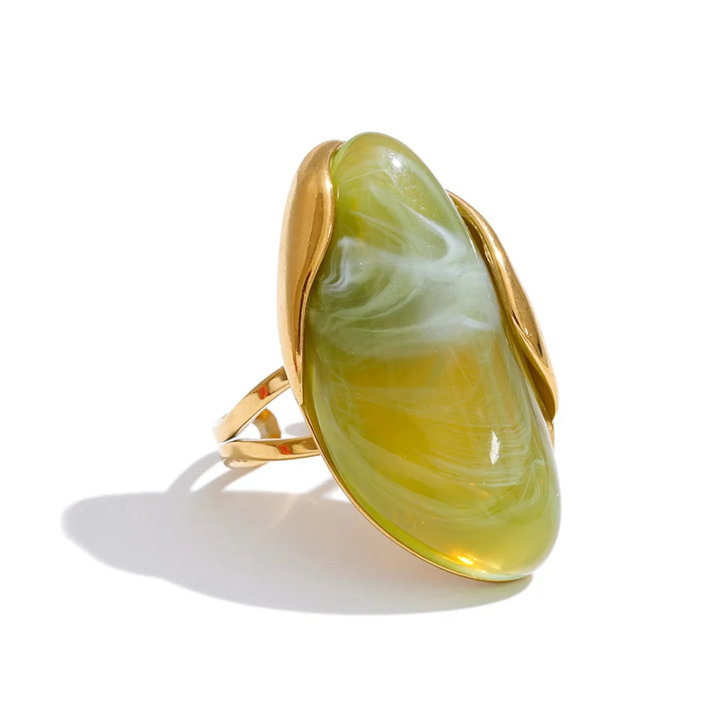 Bague résine colorée candy style Y2K acier doré — Bijoux Coeur Linéa — vue 7