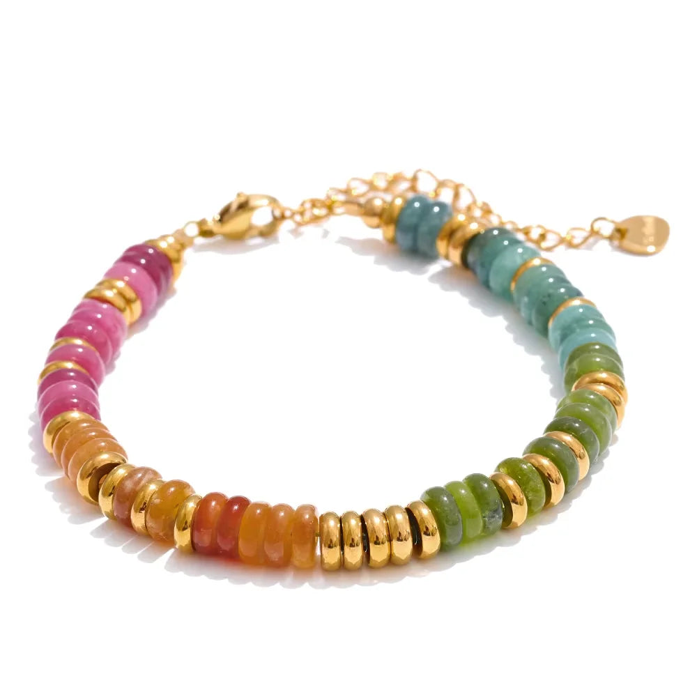 Bracelet perles pierres naturelles colorées fait main bohème — Bijoux Coeur Linéa — vue 9
