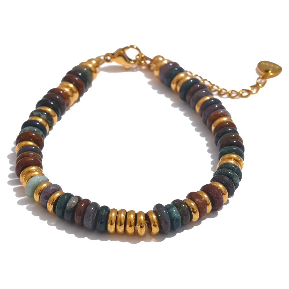 Bracelet perles pierres naturelles colorées fait main bohème — Bijoux Coeur Linéa — vue 6