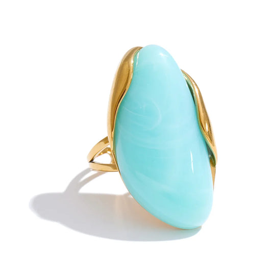Bague résine colorée candy style Y2K acier doré — Bijoux Coeur Linéa — vue 2