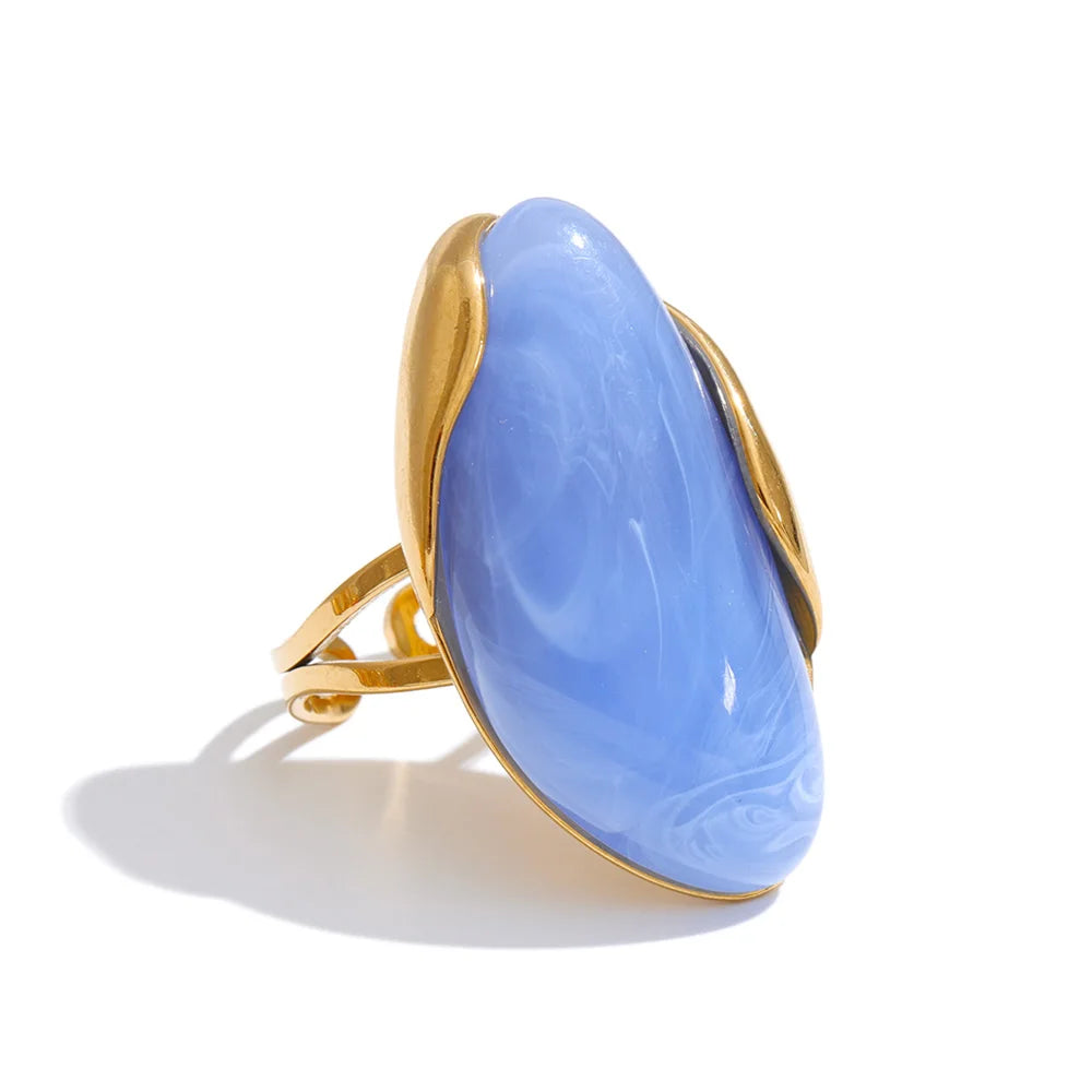 Bague résine colorée candy style Y2K acier doré — Bijoux Coeur Linéa — vue 5