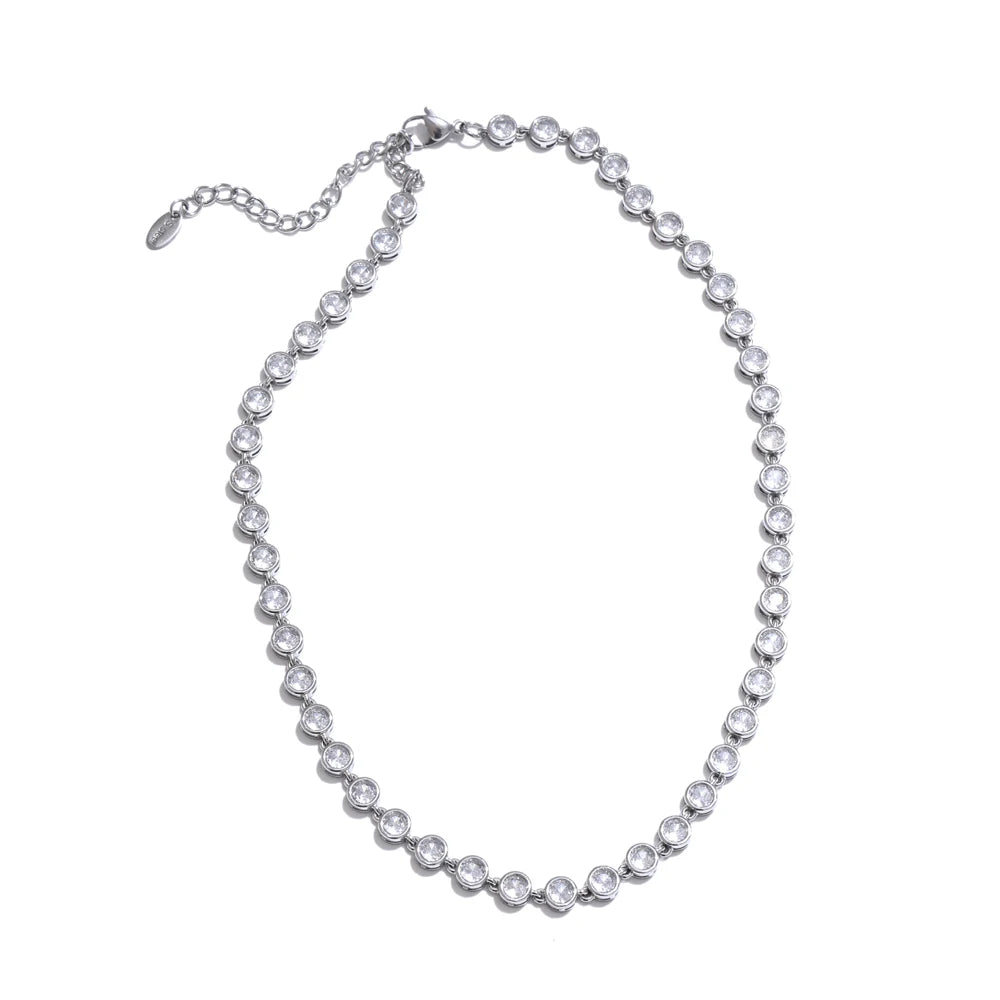Parure collier et bracelet zircon cubique coloré acier doré — Bijoux Coeur Linéa — vue 3