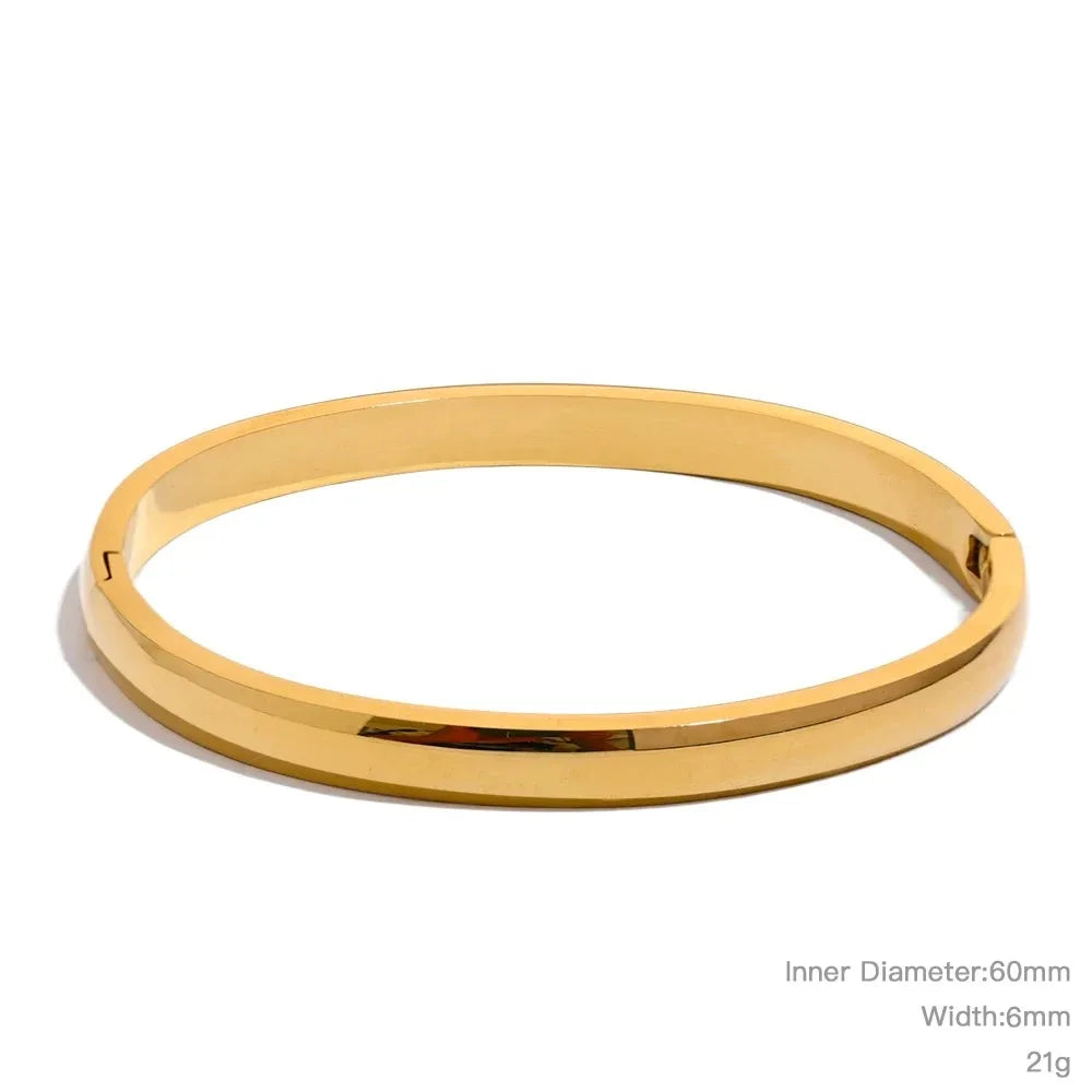 Bracelet jonc daily minimaliste acier doré 18k waterproof — Bijoux Coeur Linéa — vue 2