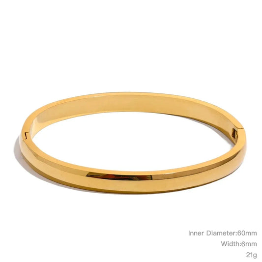 Bracelet jonc daily minimaliste acier doré 18k waterproof — Bijoux Coeur Linéa — vue 2